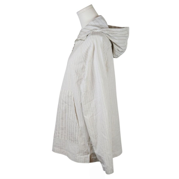 ZARA Relaxed Fit Striped Hoodie Pullover Jacket Beige Tan Size Small - Picture 3 of 8